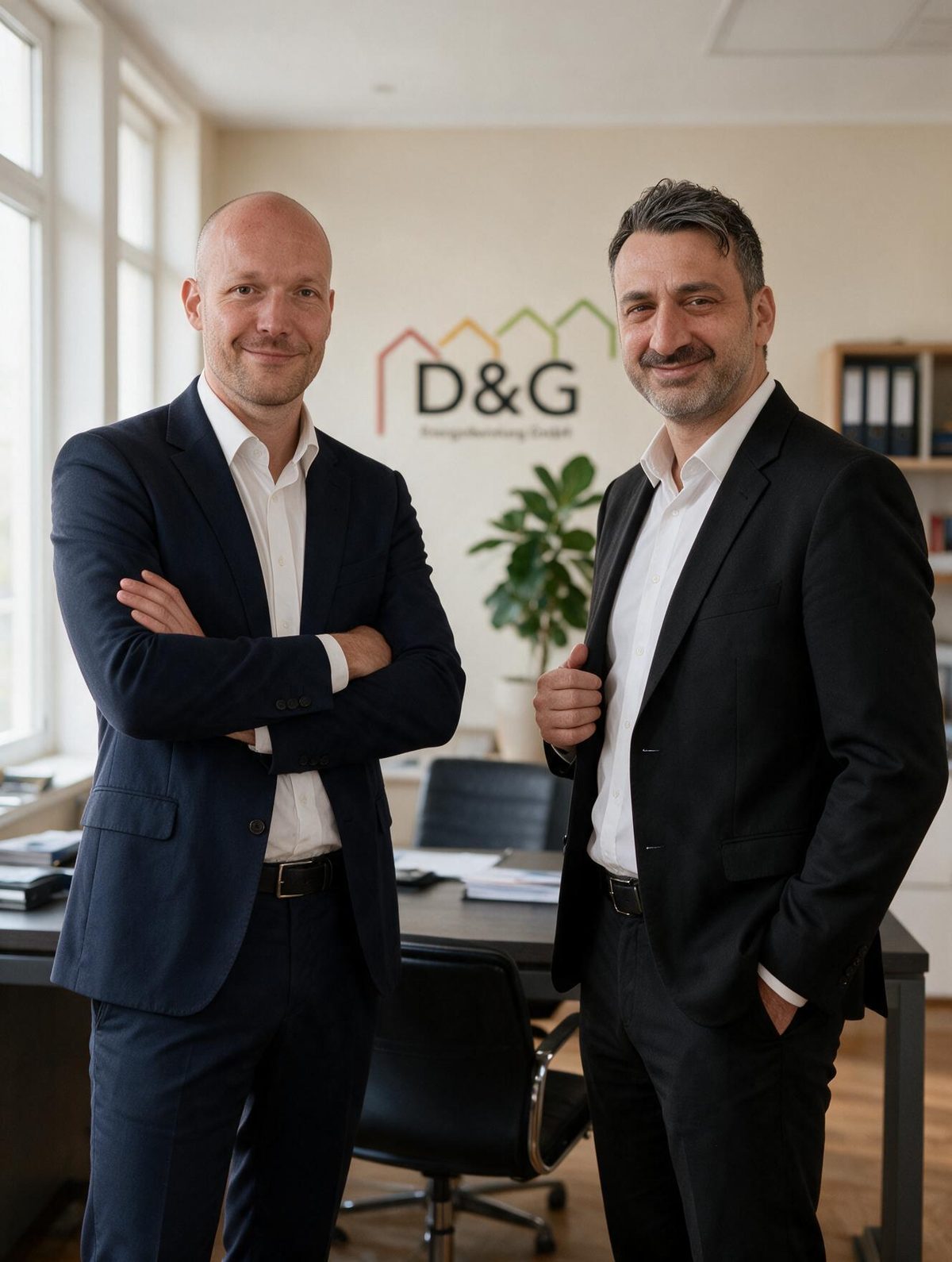 Zoro Dag und Roy Göring, die Geschäftsführer der D&G Energieberatung GmbH, gemeinsam im Büro